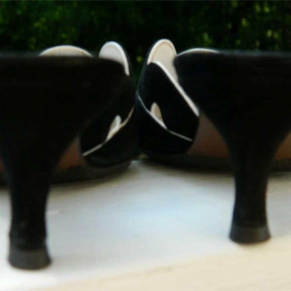 Walter Steiger Black Suede Kitten Heel Slides/Mules/Shoes Handmade Italy sz 8 - Picture 12 of 12